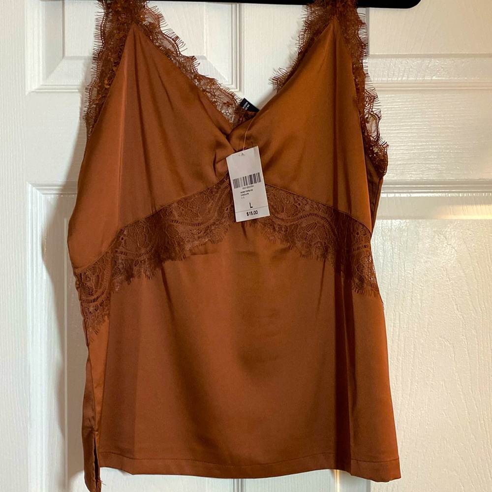 Brown Satin Tank- NWT